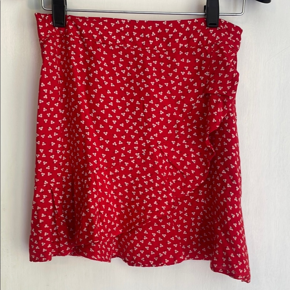 Sim & Sam Red and White Floral Mini Skirt